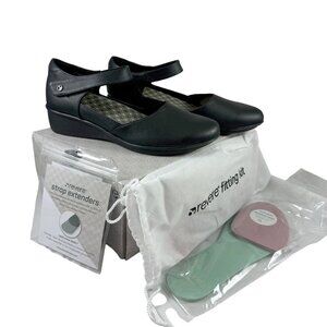 Revere Womens Wedge Shoes Size 8W Osaka French Black Leather Mary Janes EUR 39W